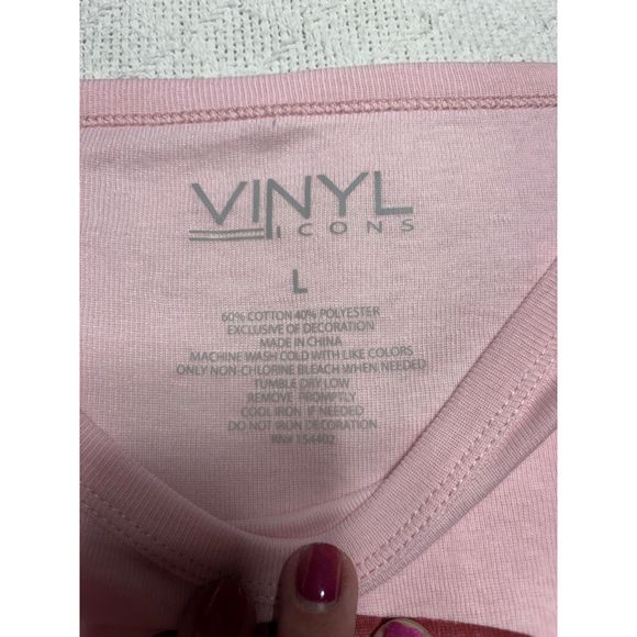 NWOT Vinyl Icons Pink Coquette Y2K Cherry Martini w/Bow Baby T-Shirt Size Large - Picture 4 of 6